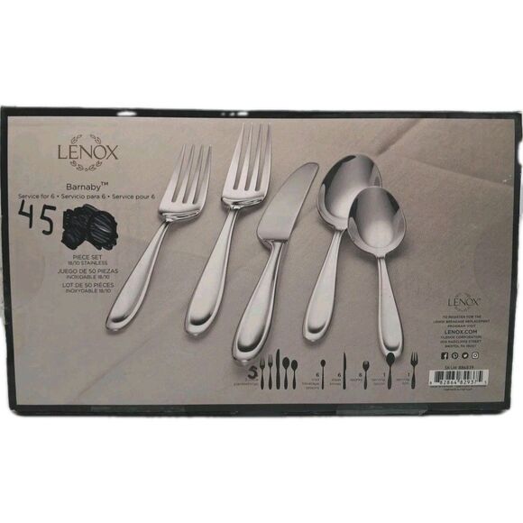 Lenox Barnaby-Cantera 45 Piece Set 18/10 Stainless Serves 5 Flatware NIB Vietnam - Picture 1 of 3